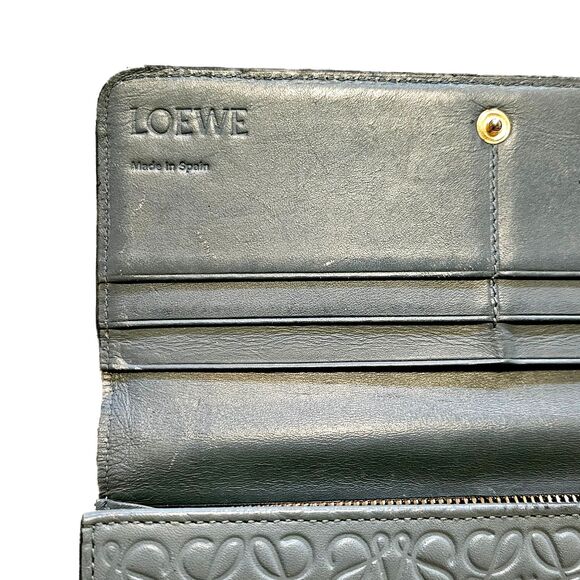Loewe (Authentic) Slate Blue Anagram Embossed Leather Vintage Long Wallet, VGUC - Picture 9 of 12
